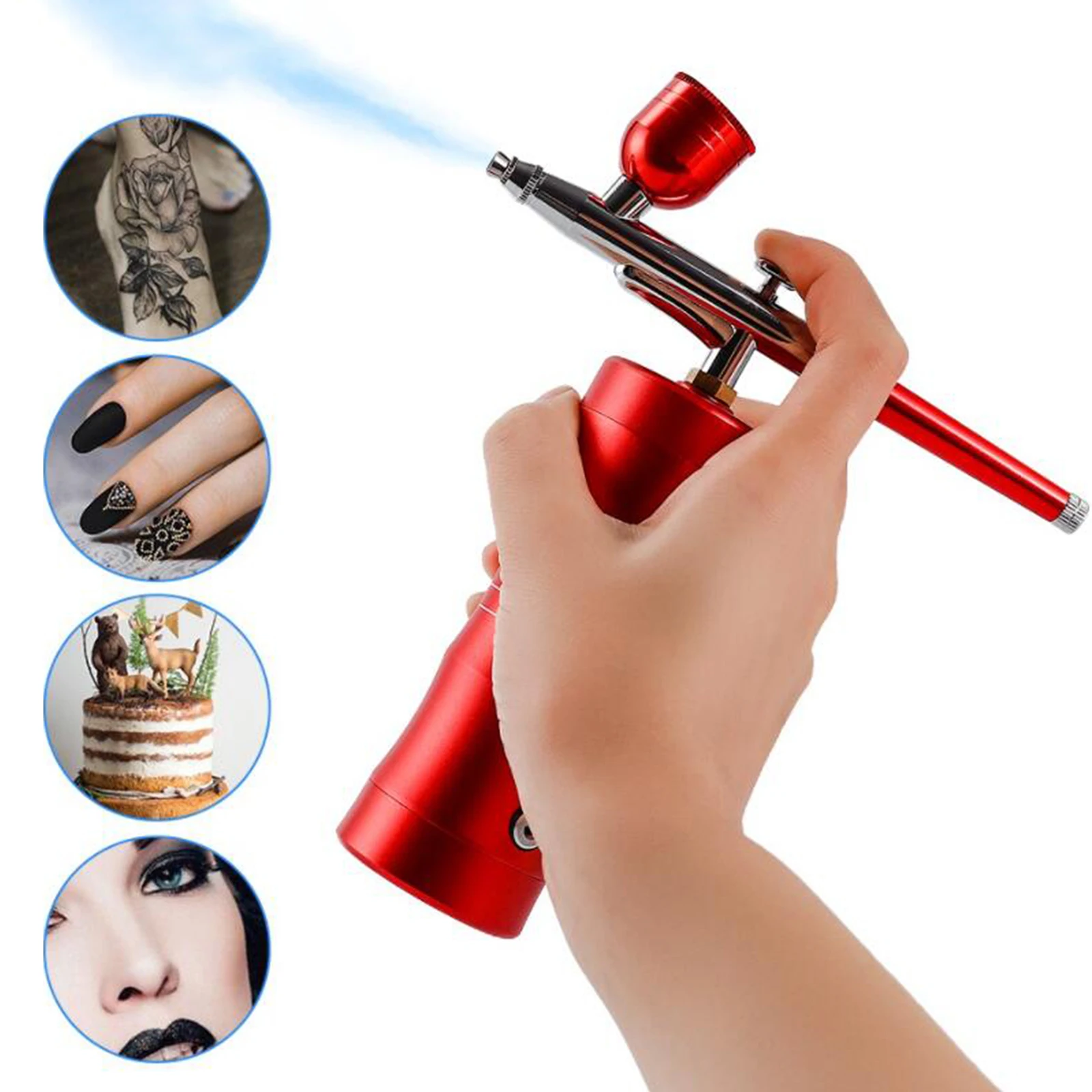 0.3mm Mini Air Compressor Kit Air-Brush Paint Spray Gun Airbrush For Nail Art Tattoo Craft Cake Nano Fog Mist Sprayer