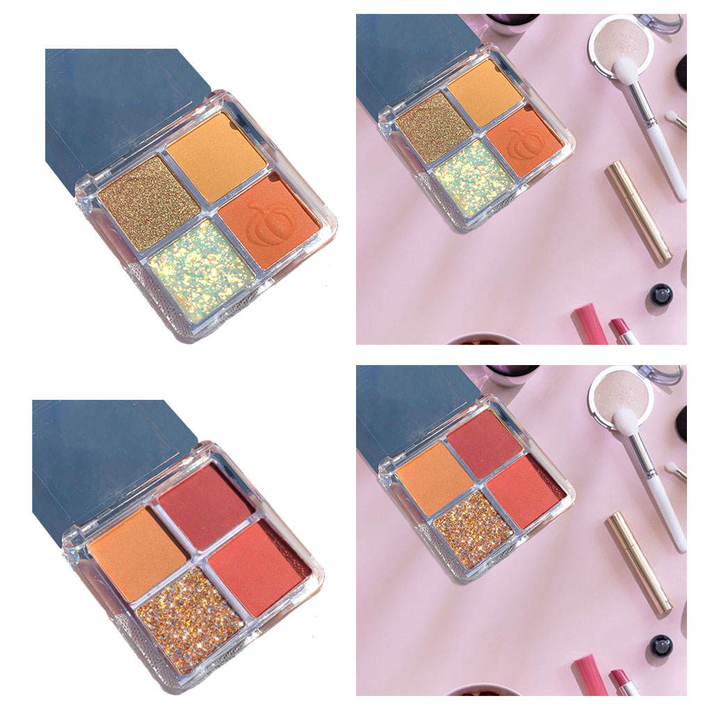 4 Color Eyeshadow Palette Sparkly Highlight Shimmer for Daily High Light Long Wear