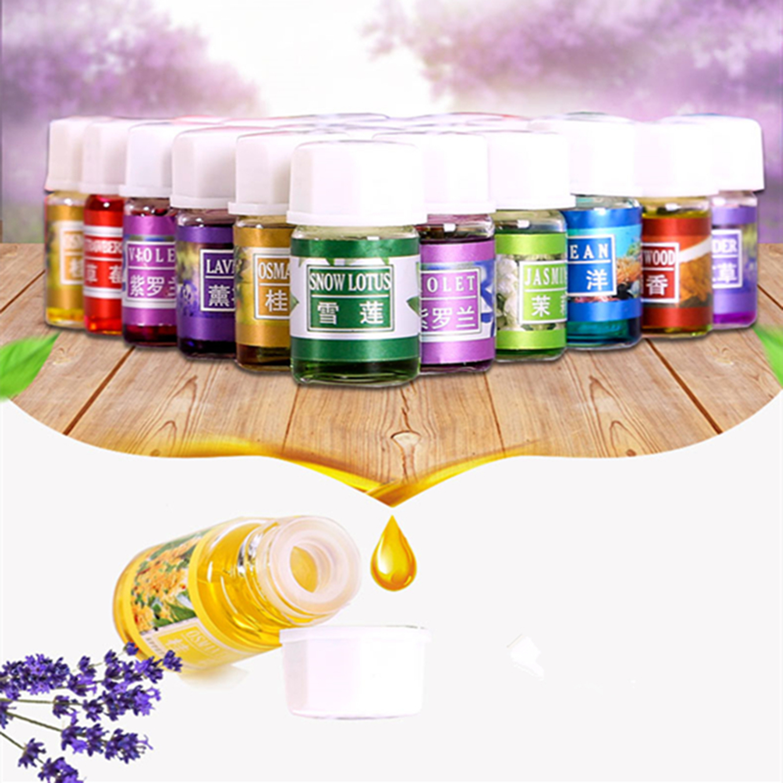 36 Bottles Essential Oils Humidifier Massage Aromatherapy Oil Natural Lavender Jasmine Snow Lotus Violet Carnation Fragrance Oil
