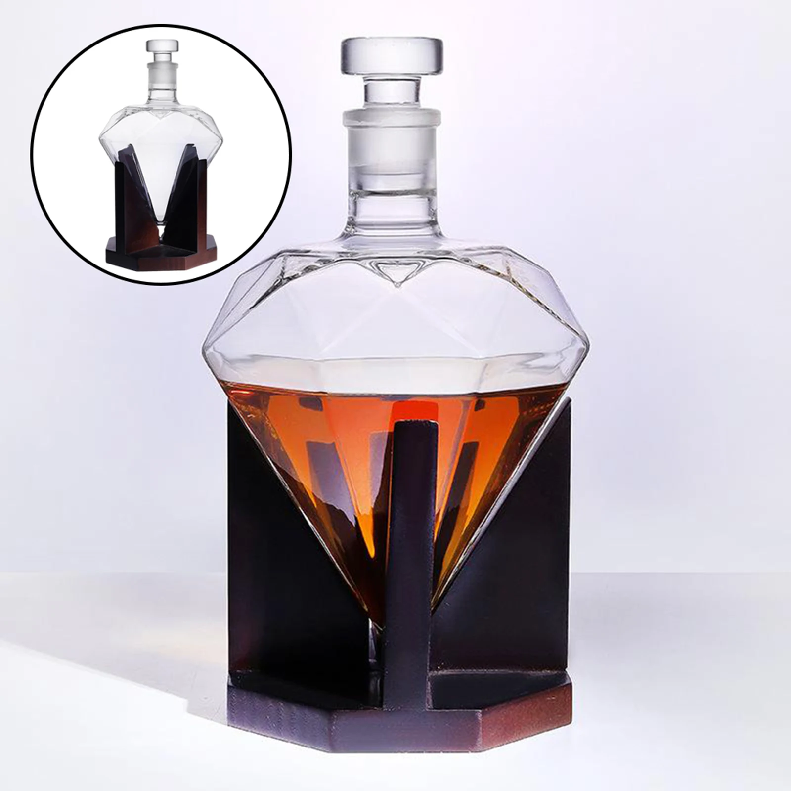 Heart Shape Glass Diamond Wine Decanter Vodka Wine Liquor Bourbon Wine Pourer Cocktail Glass Whisky Dispenser Bottle Bar Set
