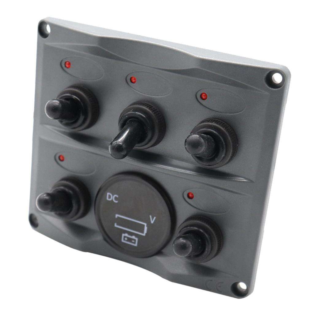 Marine 5 Gear + Battery Indicator LED Rocker Switch Panel High Performance