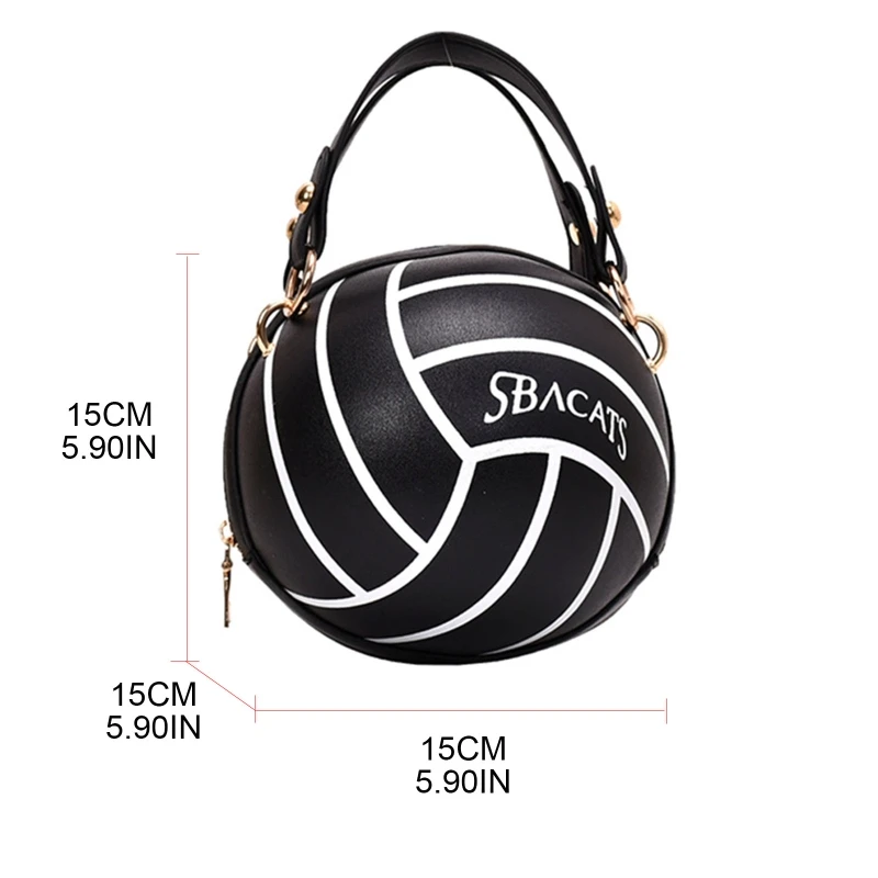 Details about   Women Football Volleyball Round PU Leather Shoulder Crossbody Bag Chain Satchel
