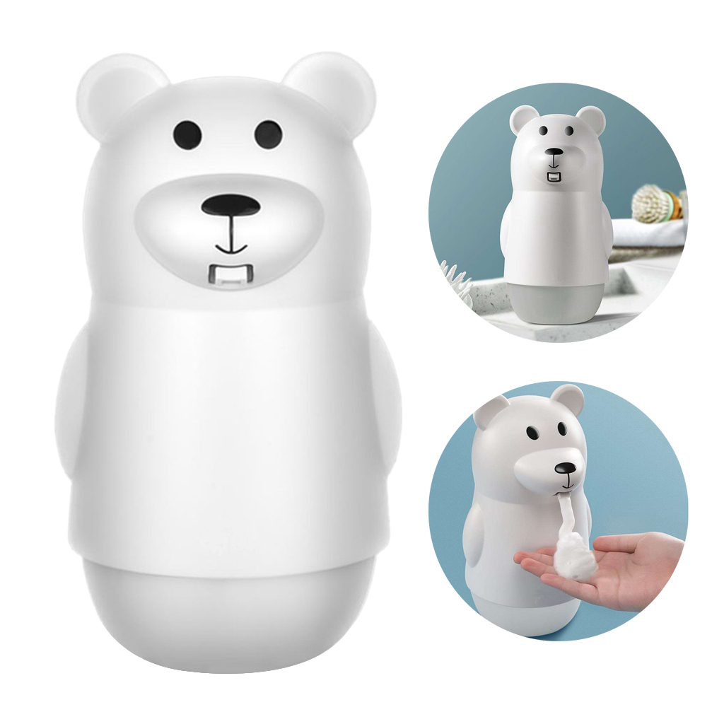 Automatic Soap Dispenser Cute Bear Shape Infrared Sensor Touchless Soap Dispenser 300ml USB Rechargeable Foaming Soap Dispenser