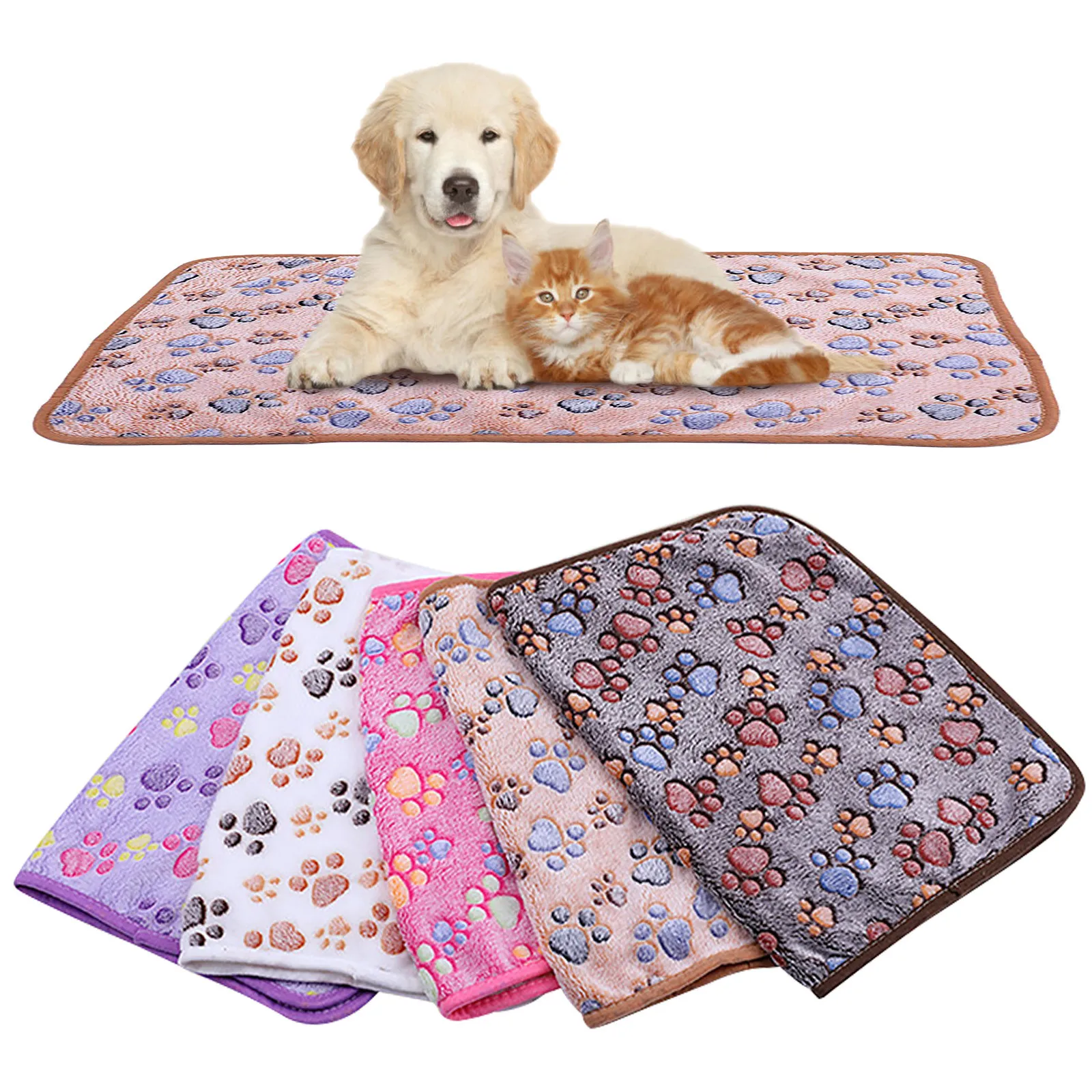Pet Blanket Warm Dog Cat pet Rats Fleece Blankets Sleep Mat Pad Bed Cover with Paw Print Soft Blanket for Kitten Puppy and Other Small Animals 6 Colors, 24X 28 Inch 