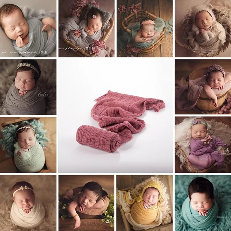 newborn sibling photos Children's Photo Stretchable Solid Color Breathable Wrapper Baby Photography Summer Folds Seersucker Wrap Infant Accessories newborn photography with parents