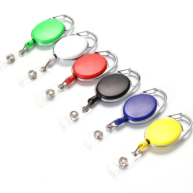 Retractable ID Badge Reel Keychain Name Badge Clip Card Holder