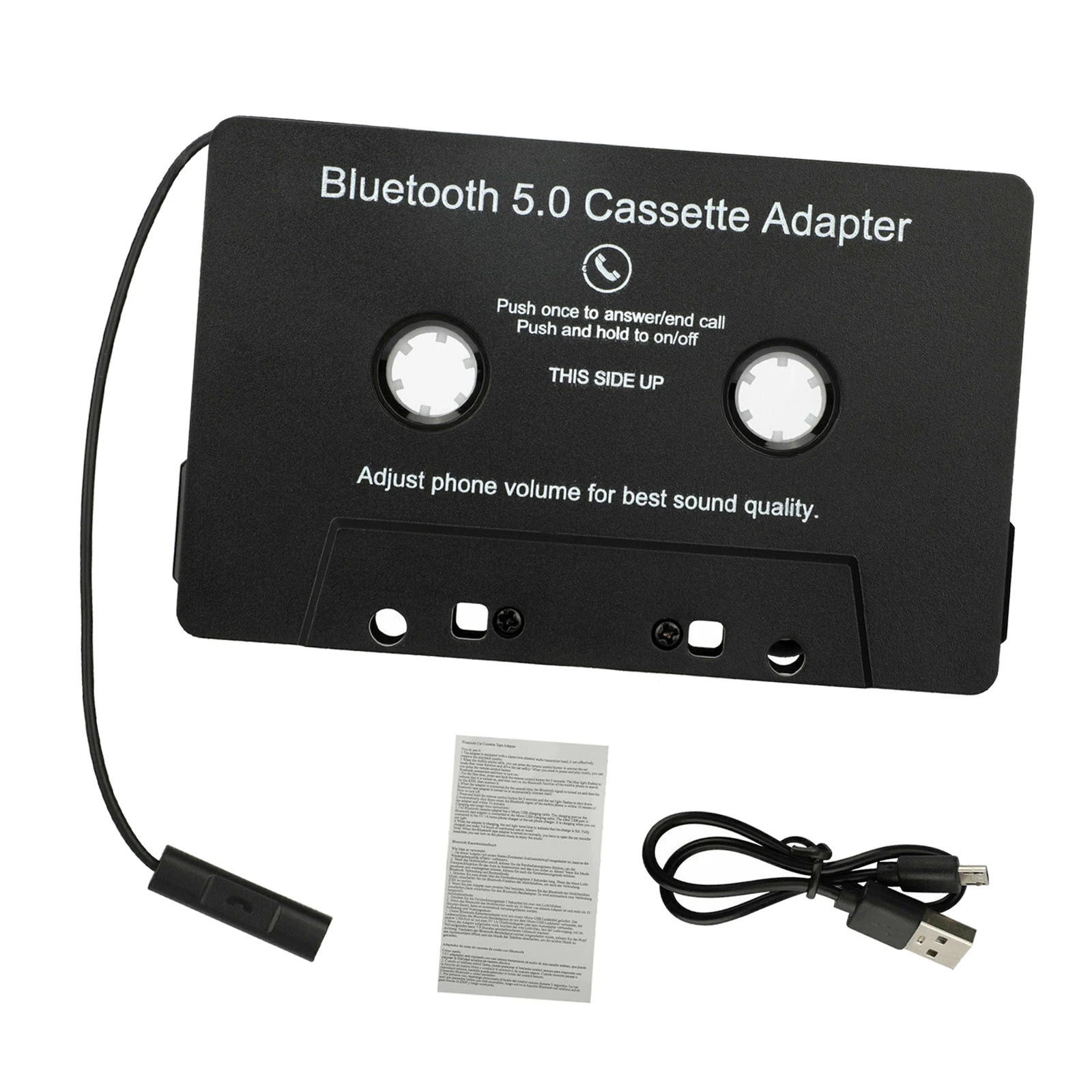 Bluetooth Cassette to Aux Adapter with Stereo Audio Premium with Built-in Battery Wireless Cassette Tape to Aux Adapter