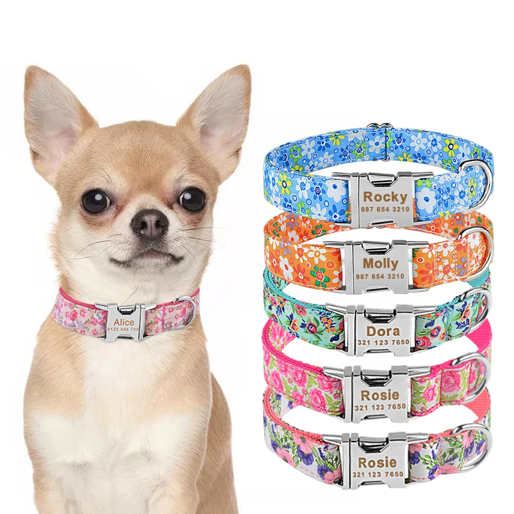 Custom Engraved Name ID Tag Unisex Dogs Collar Puppy Medium Large Personalized Dog Collar Adjustable Nylon Products Dog Collars