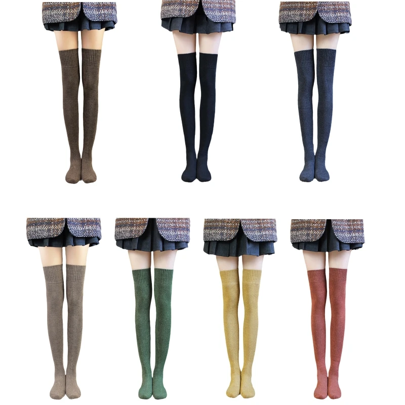 Calcetín largo hasta la rodilla para mujer, medias punto hasta el muslo, de algodón, para otoño e invierno, 649D|Medias| - AliExpress