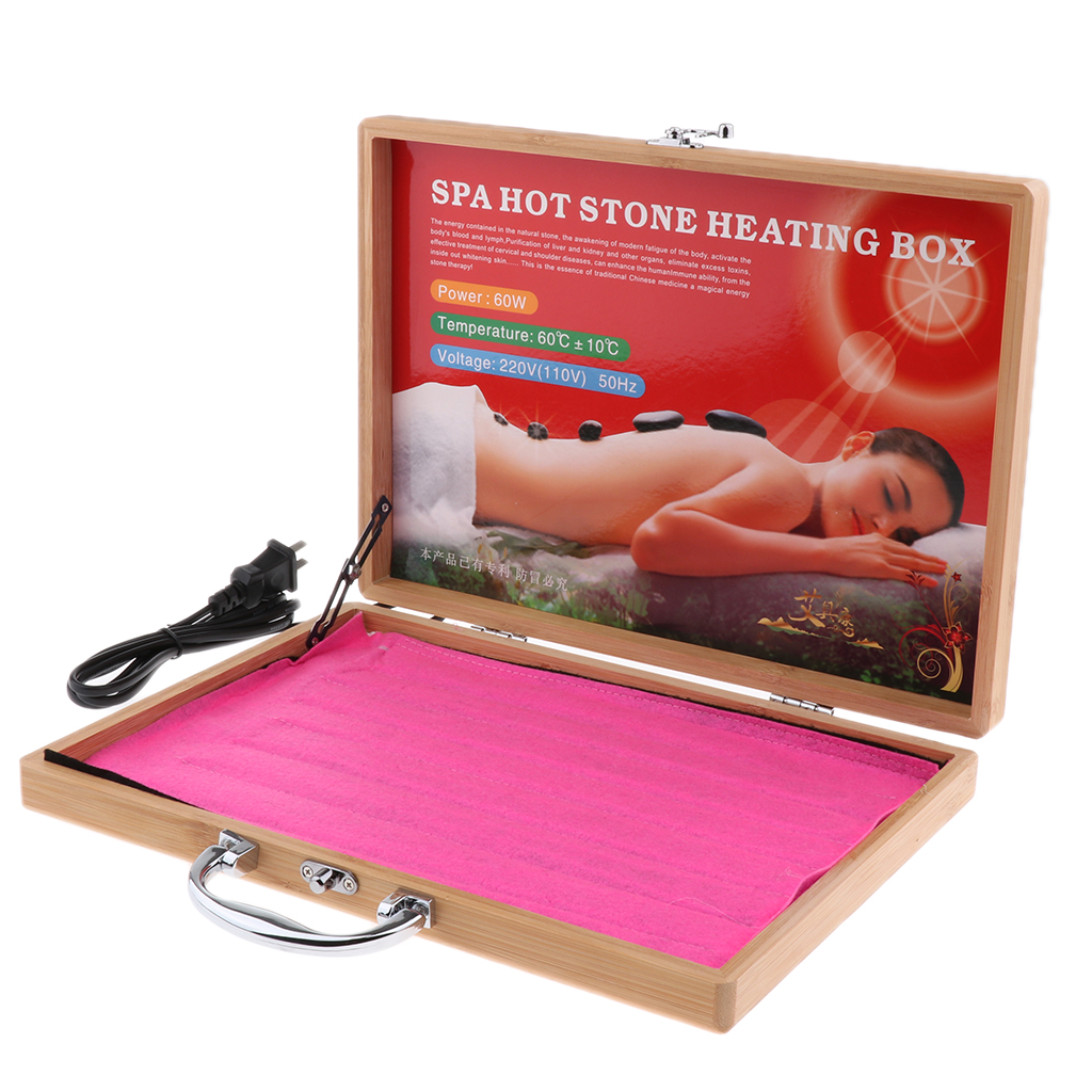 Lightweight and Portable Hot Stone Massage Heater Warmer Box Case for 20 Piece Spa Rock Stone - US Plug