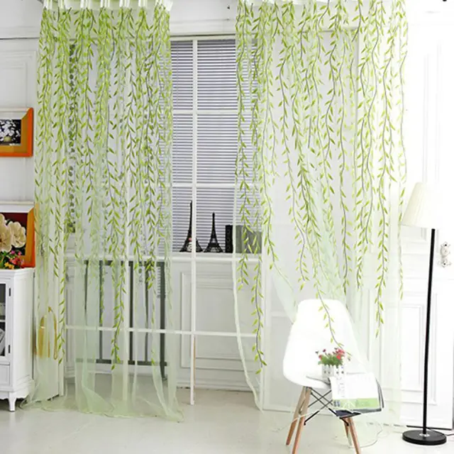Acquista Tende moderne in tulle stampato per soggiorno cucina Tenda  trasparente a foglie di lusso per camera da letto Tenda in voile per drappo  per finestra