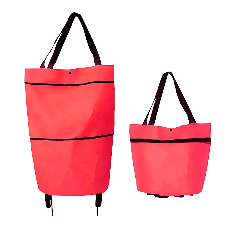 2In1 Foldable Shopping Cart Bags Moving Tote Storage Zipped  W/ Wheel Handbag US 