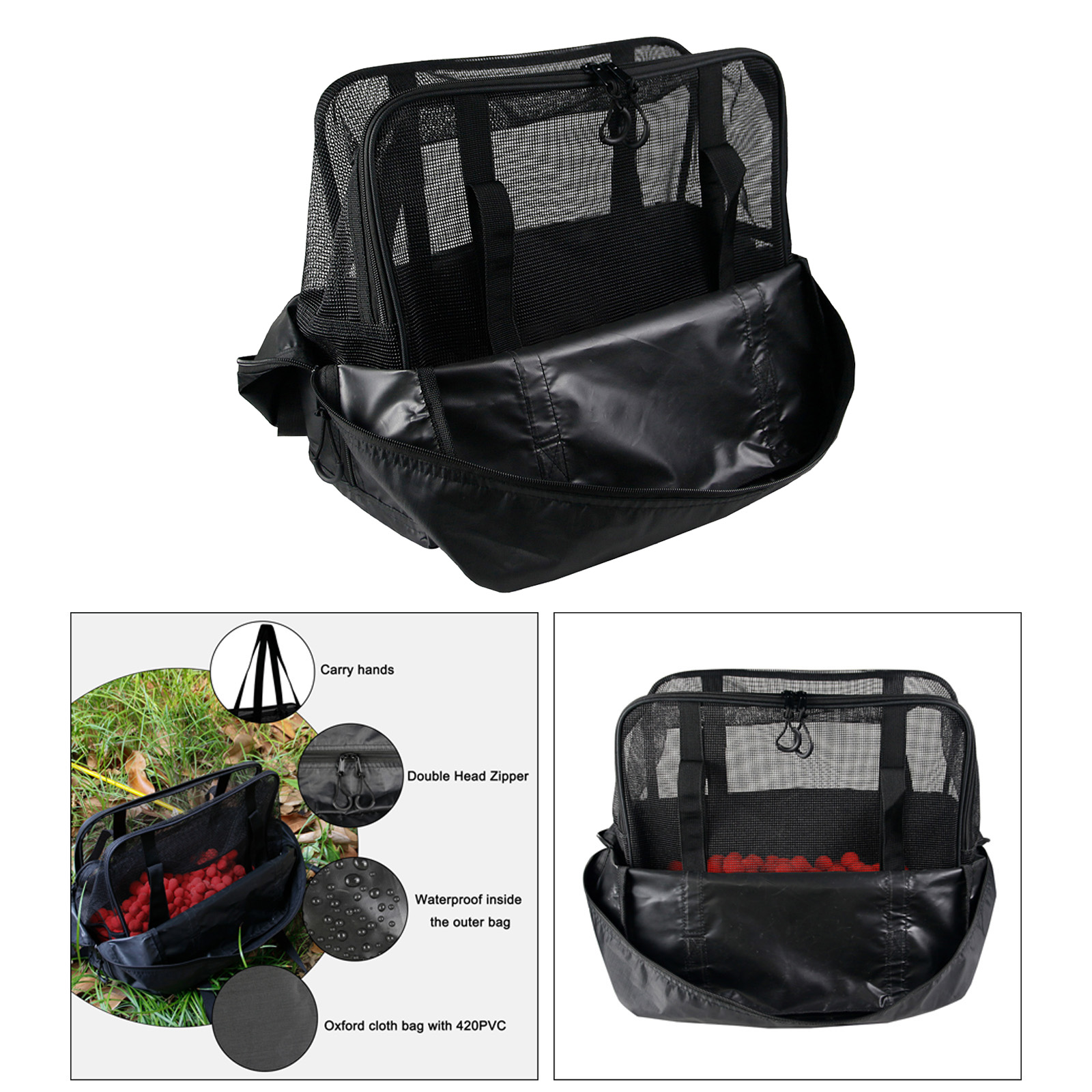Portable 2 Mesh Layer Drying Totes Bag Dry Net with Zippers Outdoors Fishing Camping Picnic Foods Cookware Storage Dries Net