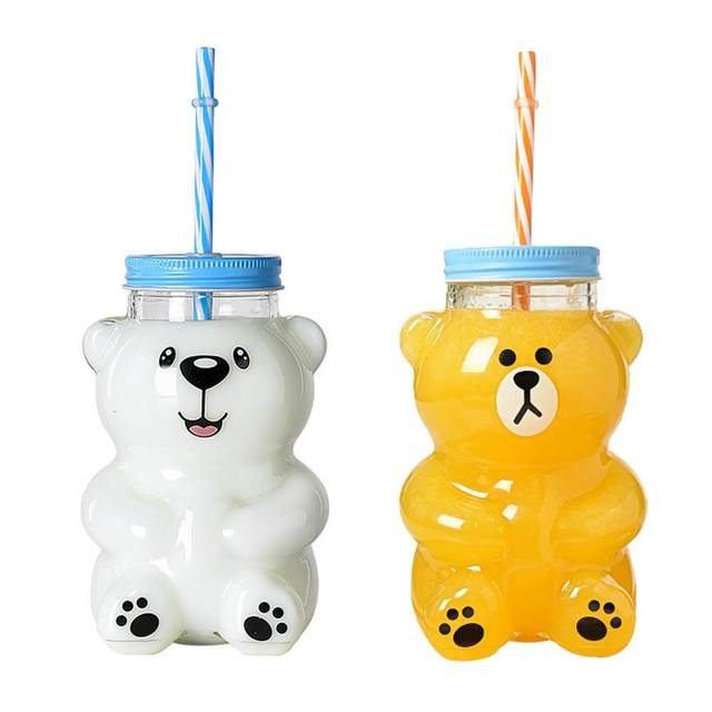 Ceramic Bear Water Cup for Men and Women, Cute Cartoon Straws