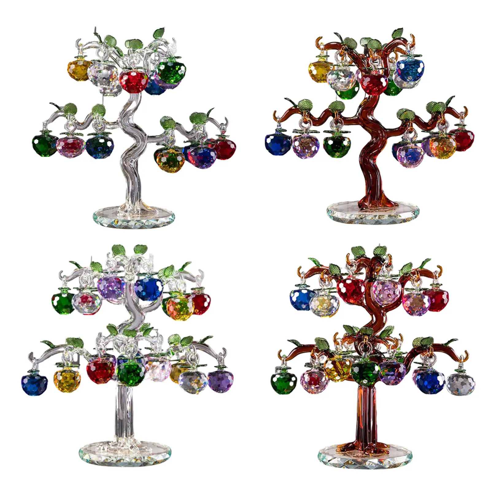 Crystal  Tree Glass Craft Good Luck Decorative Artificial Colorful Figurines for Bedroom Gifts Birthday Festival Bar