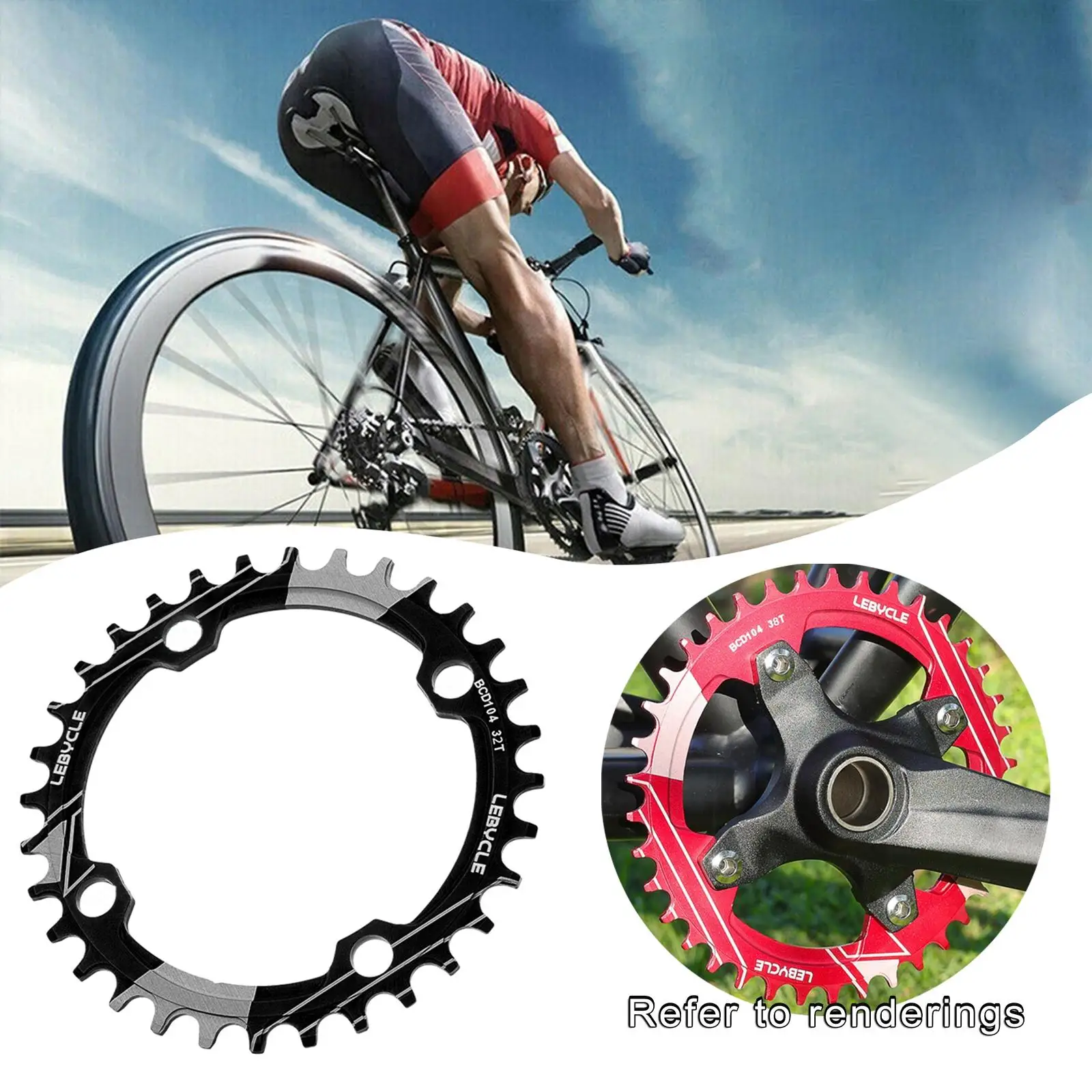 Round Mtb Chainring 104 BCD Narrow Wide Bike Crankset 32T 36T 38T 34 Teeth 104BCD Crown Mountain Bicycle Plate Chain Ring