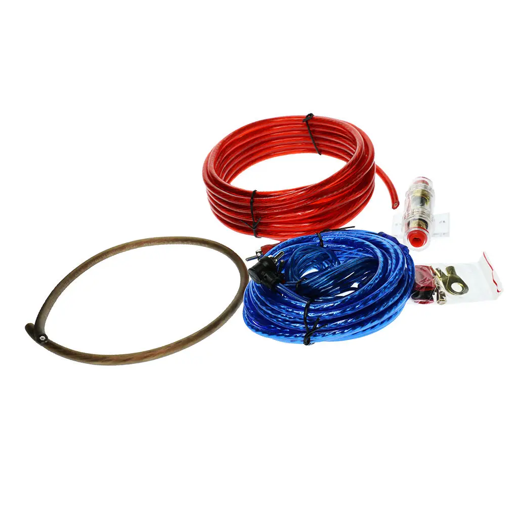 Set of 4 Car Stereo Audio Subwoofer Amplifier Wiring Wire Cable Kit Low Noise and Distortion