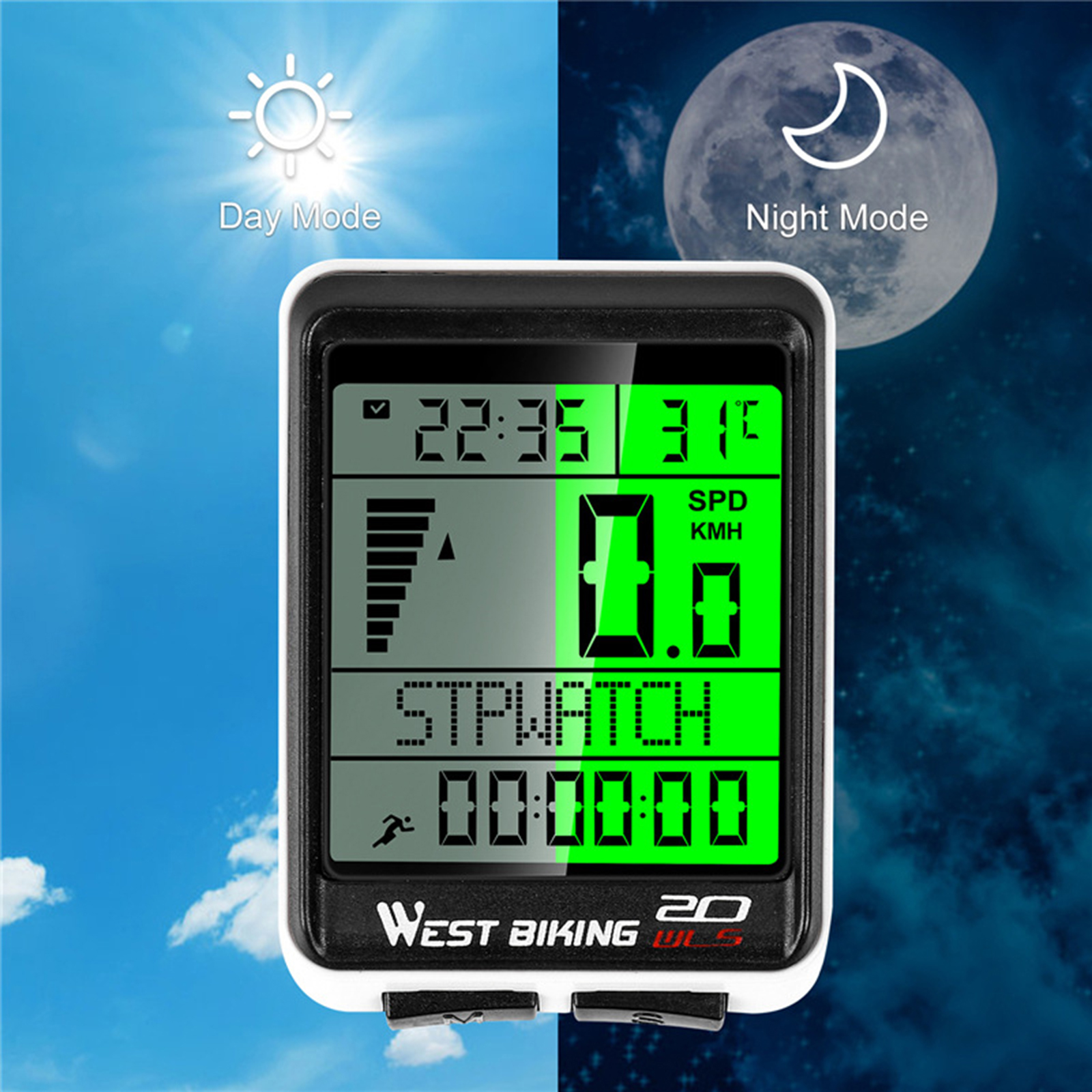 Waterproof Bicycle Computer Wireless MTB Bike Cycling Odometer Stopwatch Speedometer Watch LED Digital Rate