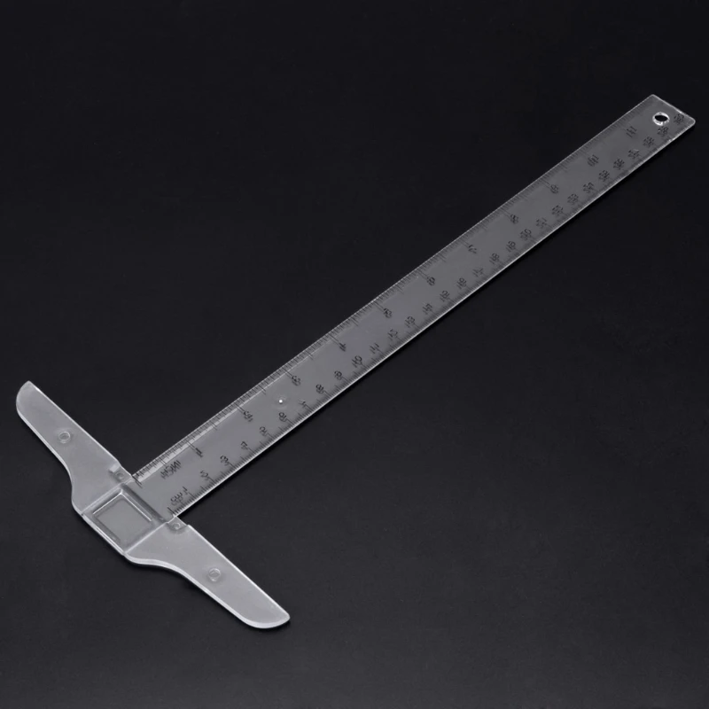 30cm 12'' Plastic Metric T Square Double Side Ruler Tool Measurement Measuring 