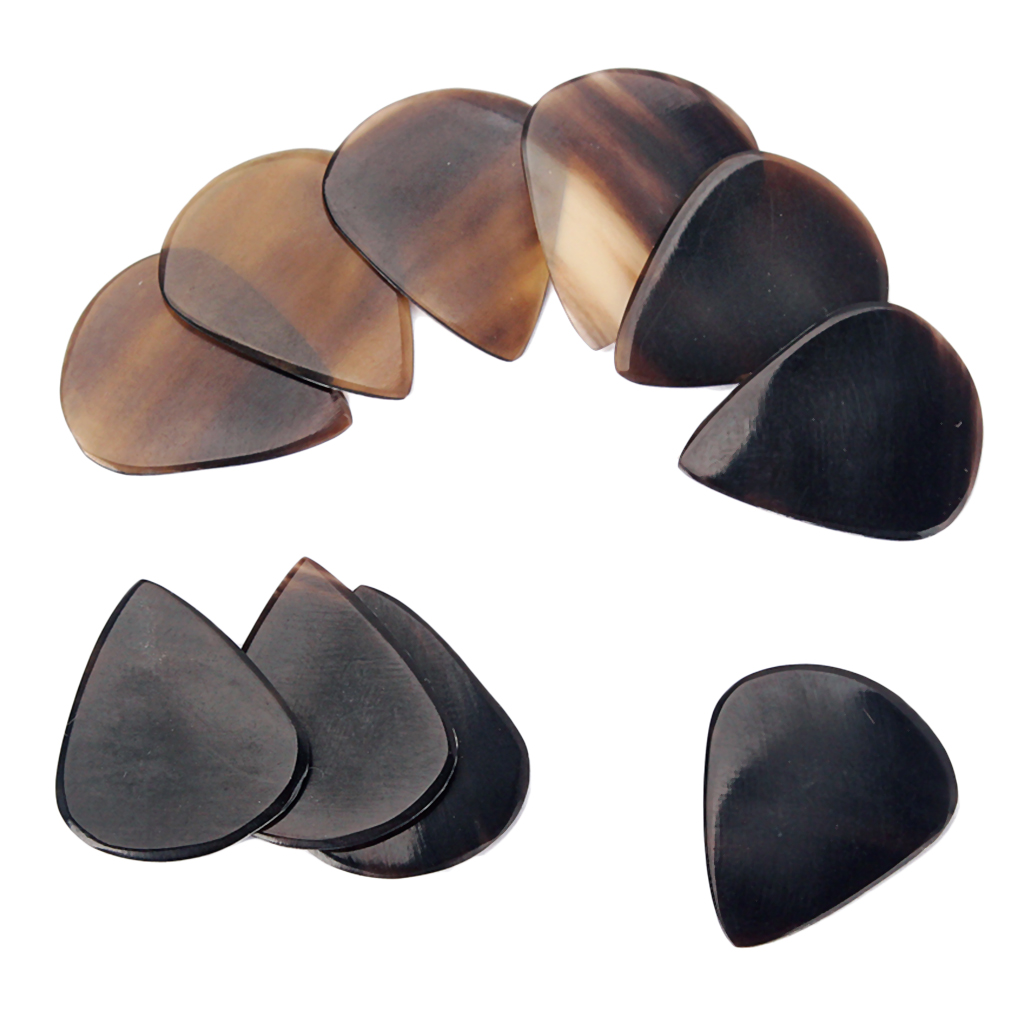 10 Pieces Buffalo Horn Guitar Picks for Bass Mandolin Banjo 0.8--1.2mm