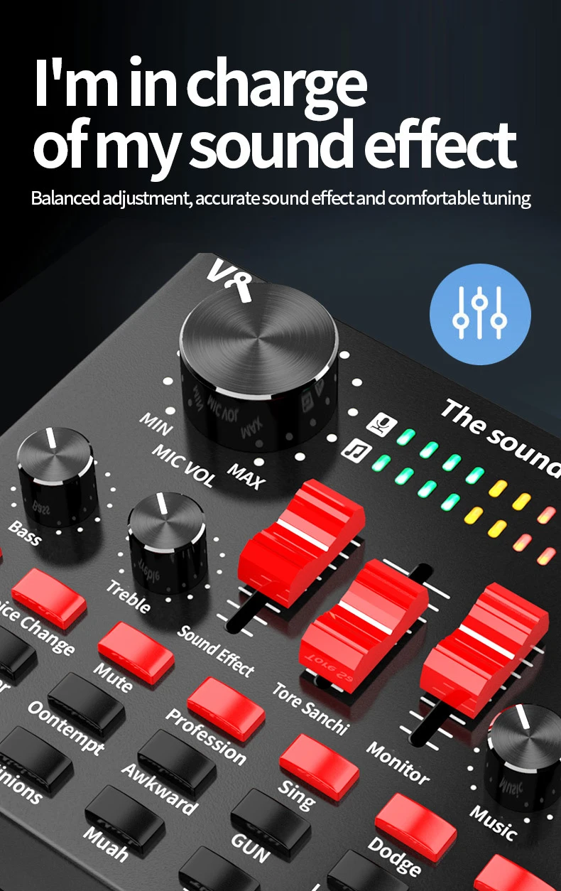 V8S Usb Interface Sound Card Audio Mixer Microphone Webcast Live Sound Card Usb Function For CellPhone Support Tik Tok