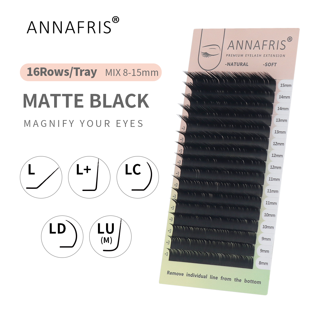 Best of ANNAFRIS 16rows 8~15mm Mixed L-Shaped Eyelashes Extension Natural Soft Mink Matt Black L / L+ / LC / LD / LU(M) Curl Individual Lashes Reviews & Tips