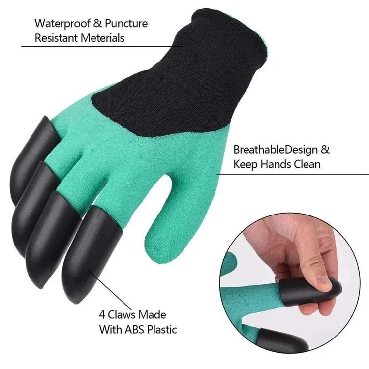 Gardening Gloves with Claws Digging Planting Protective Latex Gloves Durable Waterproof Prick-proof Permeable Home Labor Gloves
