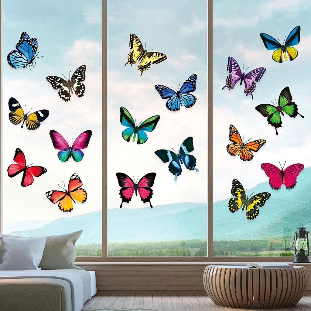 20 Pcs Butterfly Window Stickers, Decor Window Clings, Anti-Collision Window Alert Bird Stickers, Glass Window Clings
