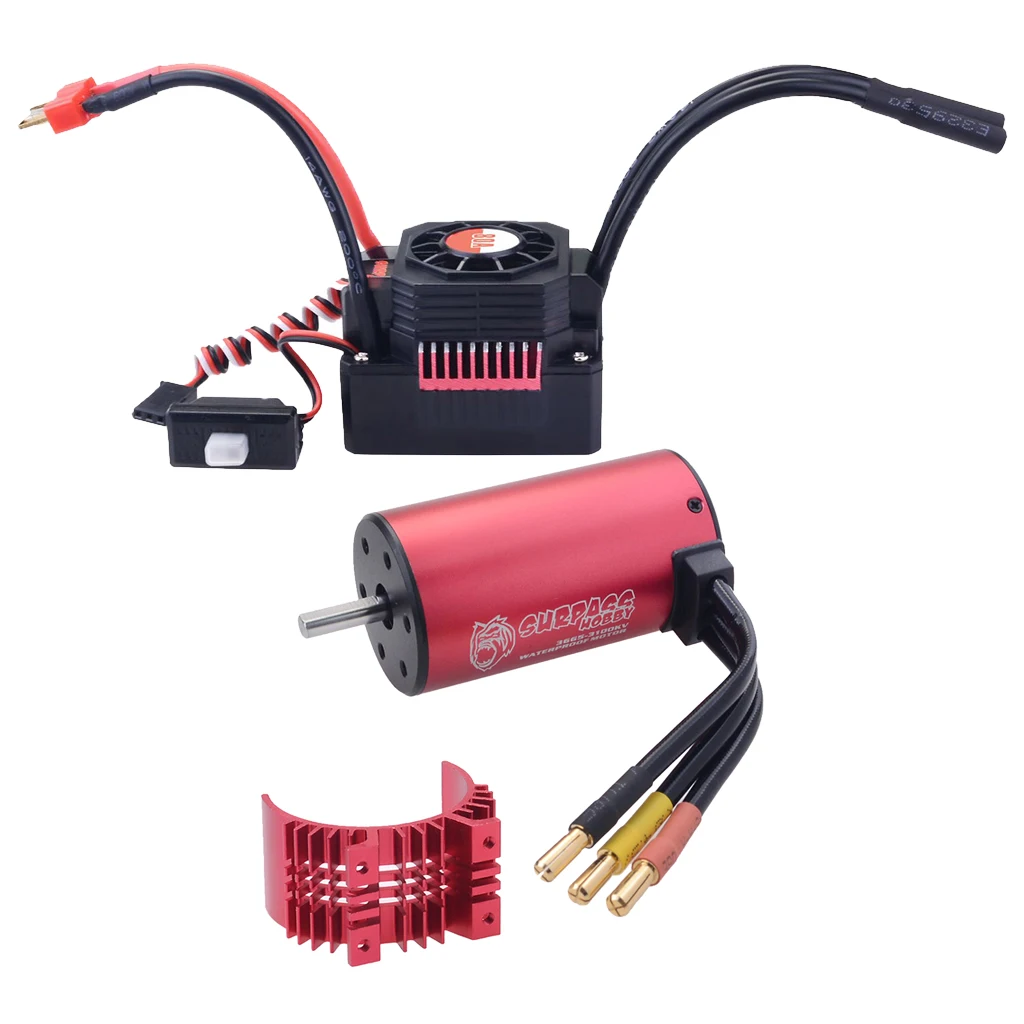 Waterproof 3665 2900KV Brushless Motor And ESC 80A \ u0026 Radiator Cover 1/10