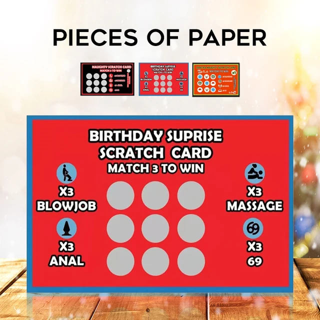 Carte à gratter pour adultes Naughty Scratch It Off Cartes-cadeaux Match 3  pour gagner Gagnant Feuille de récompense Cadeau pour les couples