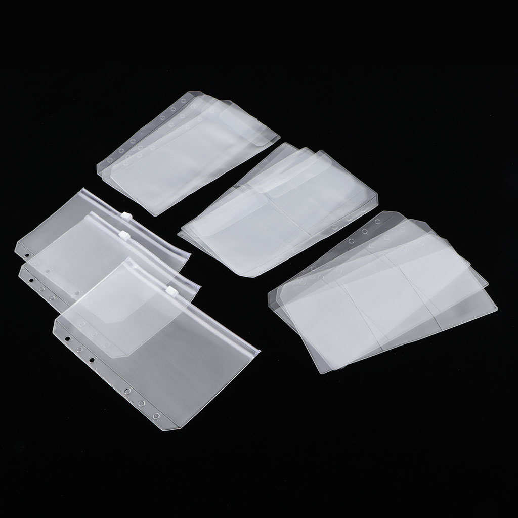 12 Pack Binder Pocket 6 Holes 5.12x3.15inch A6 Size Zipper Folders Provide Long-Term Protection for Documents Pictures