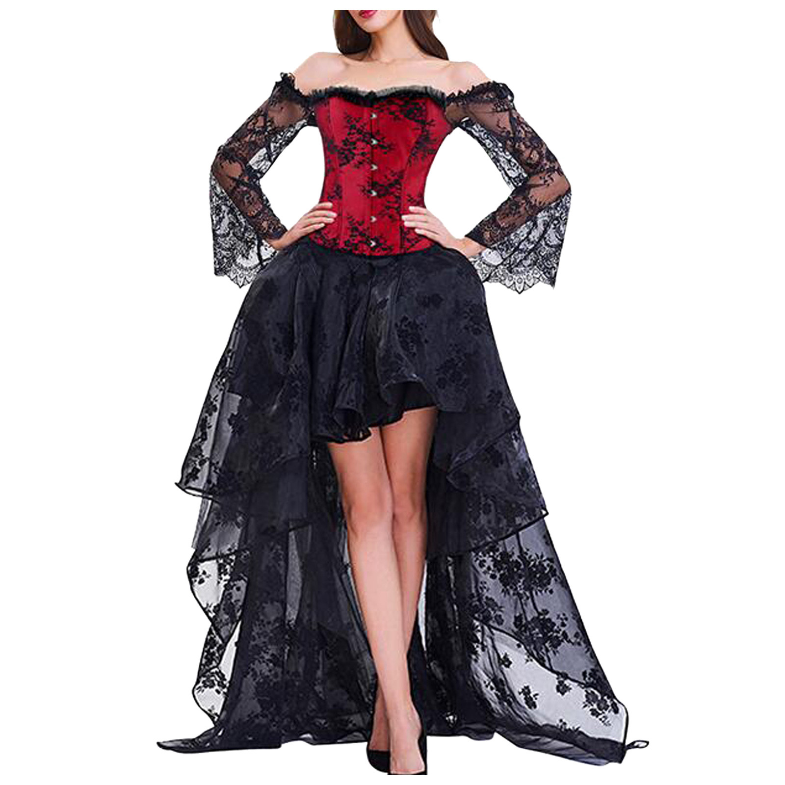 Corset Dress Women 2021 Party Irregular Long Sleevepuff Skirt New Fashion  Breast Support Lace Night Dress Female Vestido Mujer|Dresses| - AliExpress