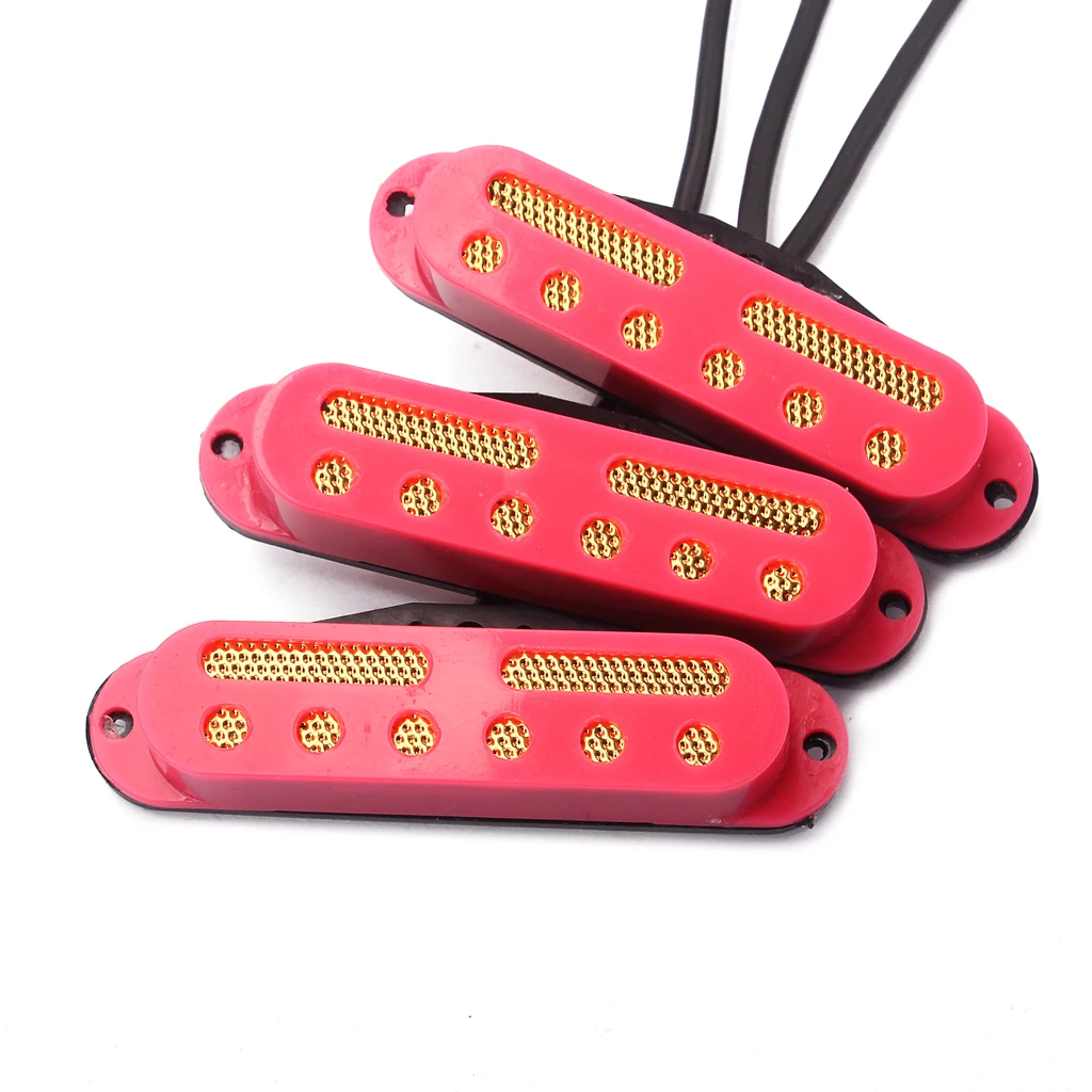 Set of 3 76mm Single Coil Pickup Set SSS for Electric Guitar Parts Red Color