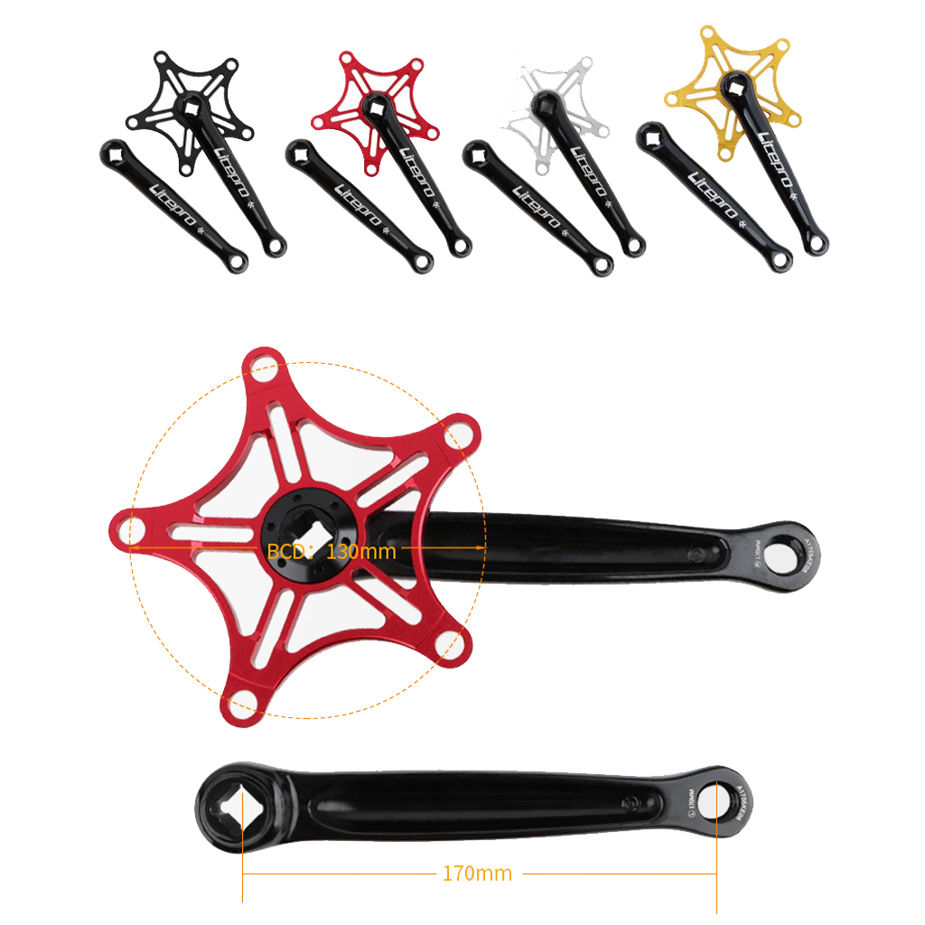 170mm Crankarms 130 BCD  Folding Bike Crankset for Single Speed Bike,