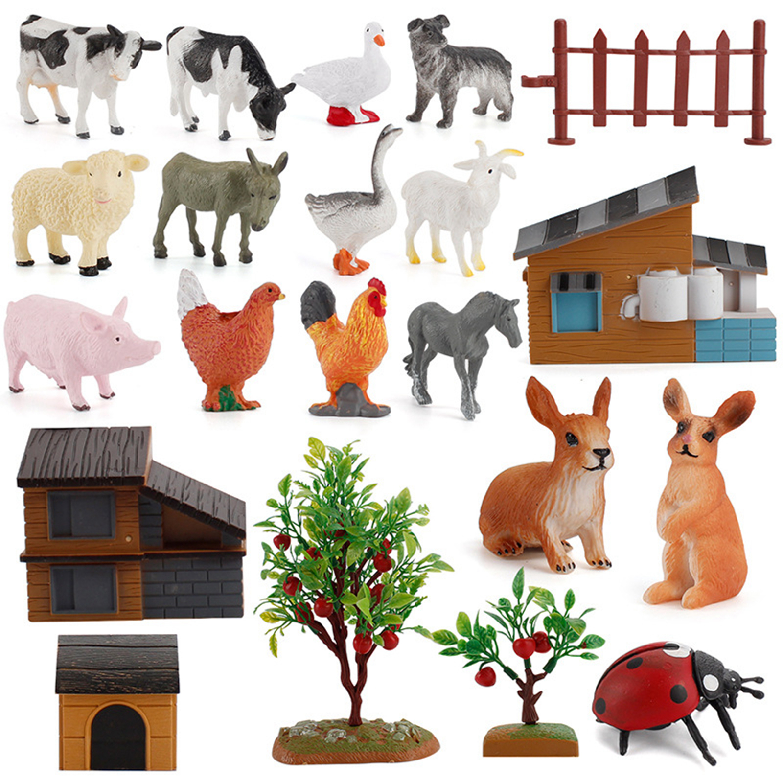 21Pcs Farm Animals Set Learning Education Gift Farm Figurines Playset Farm Animal Figures TOY for Party Boys Girls