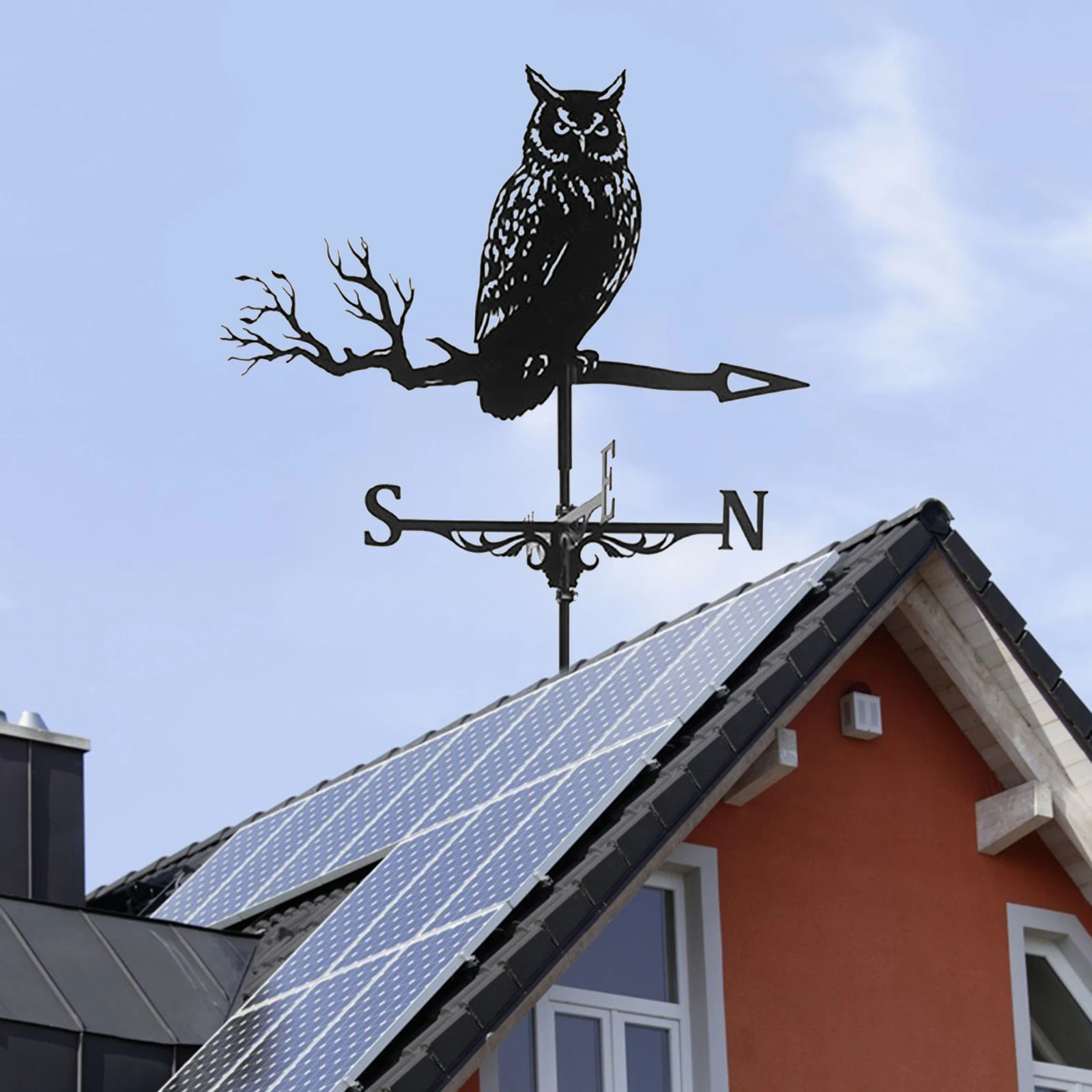 Practical Owl Weathervane Roof Mount Weather Vane Outdoor Ornament 30`` Tall