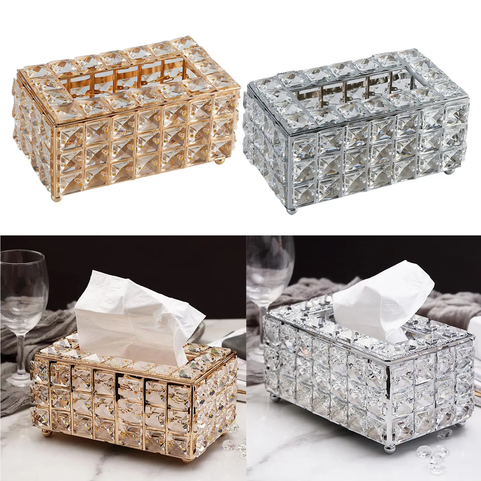Facial Tissue Box Covers Elegant Rectangle Decorative Napkin Toilet Paper Storage Holder Case Kitchen Office Car Decoration