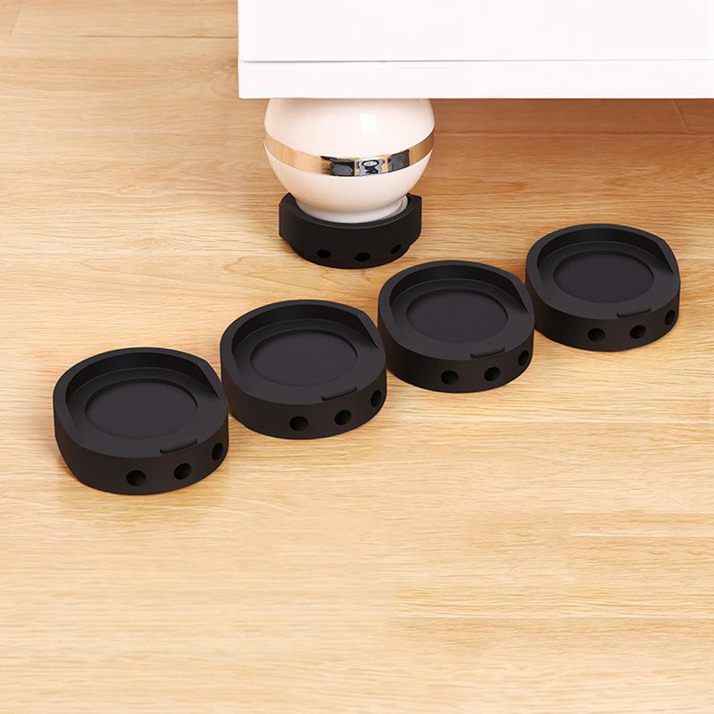 4 Pieces Anti-Walk Silent Feet Anti-Vibration Washer and Dryer Machine Floor Pads (Black)