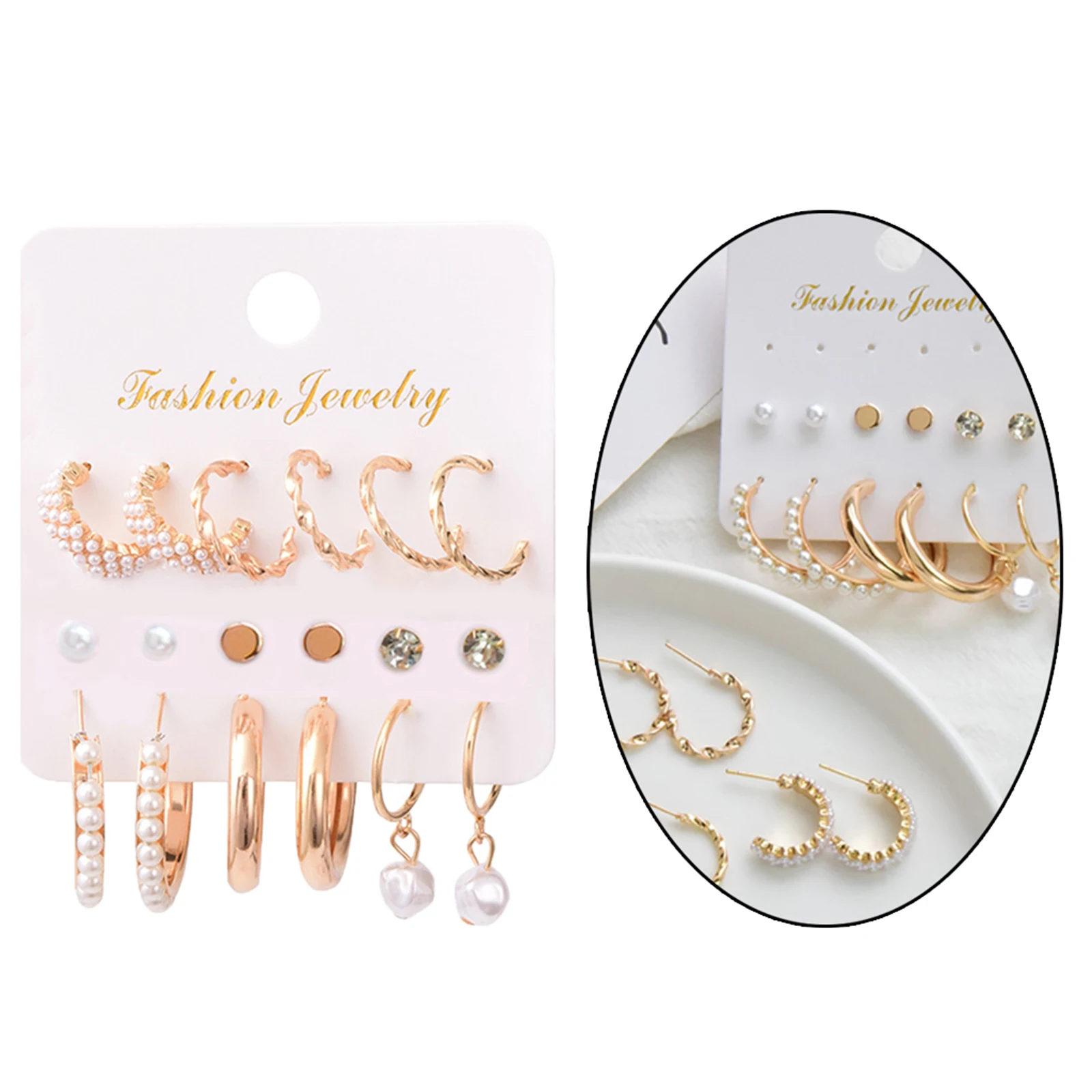 9 Pairs Pearl Earrings Stud Earrings Set for Women Girls Jewel, Easy Wear
