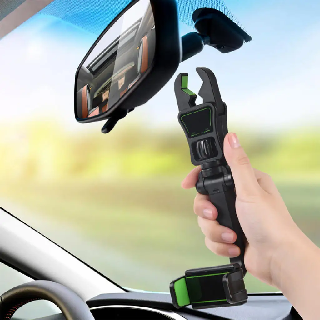 Rearview Mirror Phone Holder 360 Rotated Degrees Driving Recorder 360° Car Phone Holder for Video Recording Easy to Install