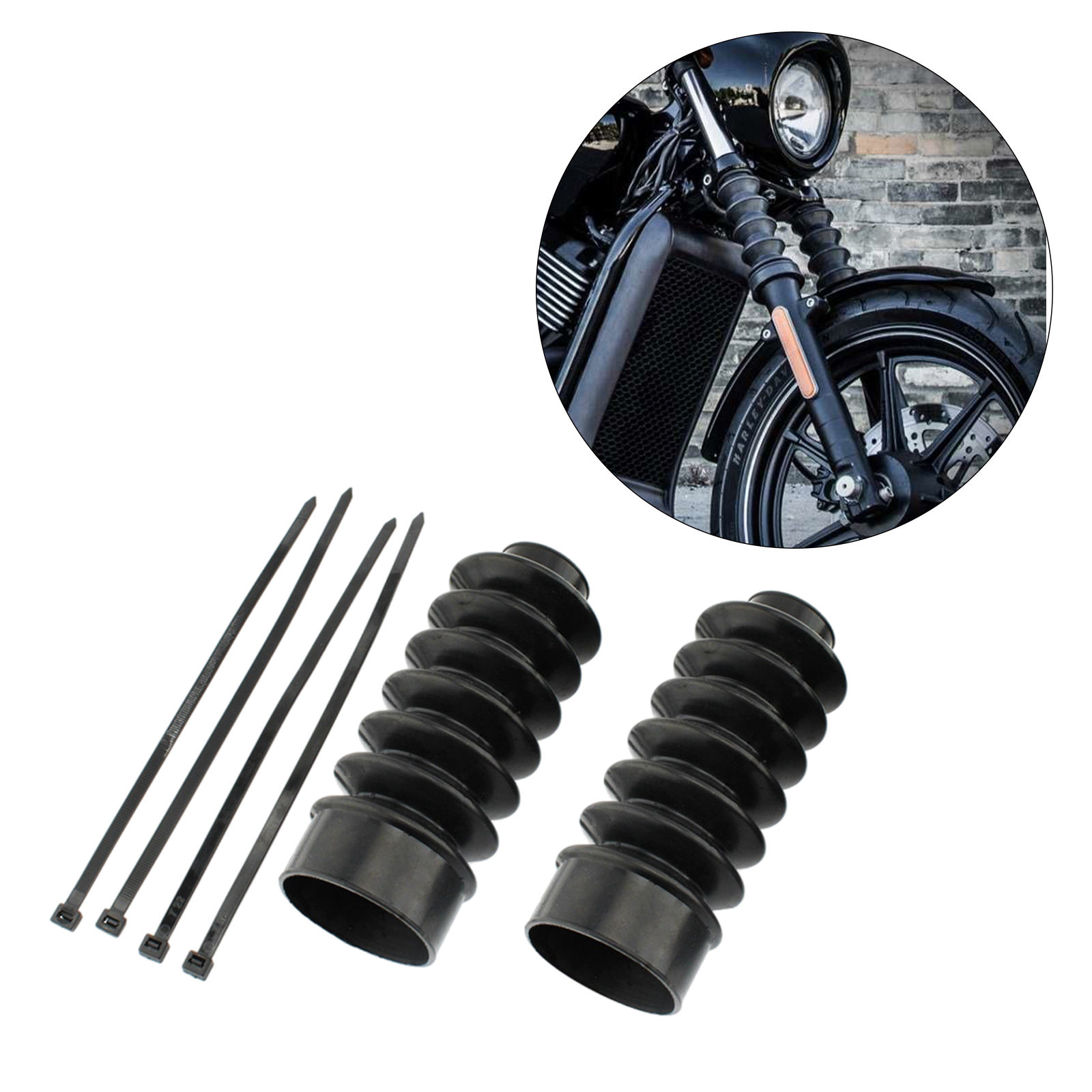 Front Fork Cover Gaiters Dust Cover with 39mm Fork Fit for Harley Davidson XL 1973-up FX XL883 XL1200