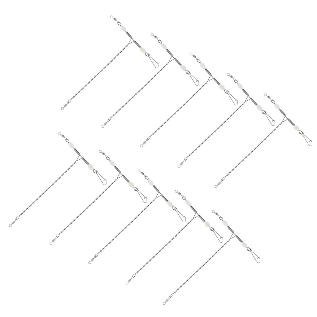 Luminous Cross-line Rolling Swivels, 10pcs 3 Way T-shape Cross-line Rolling Swivel With Beads Sea Fishing Accessories