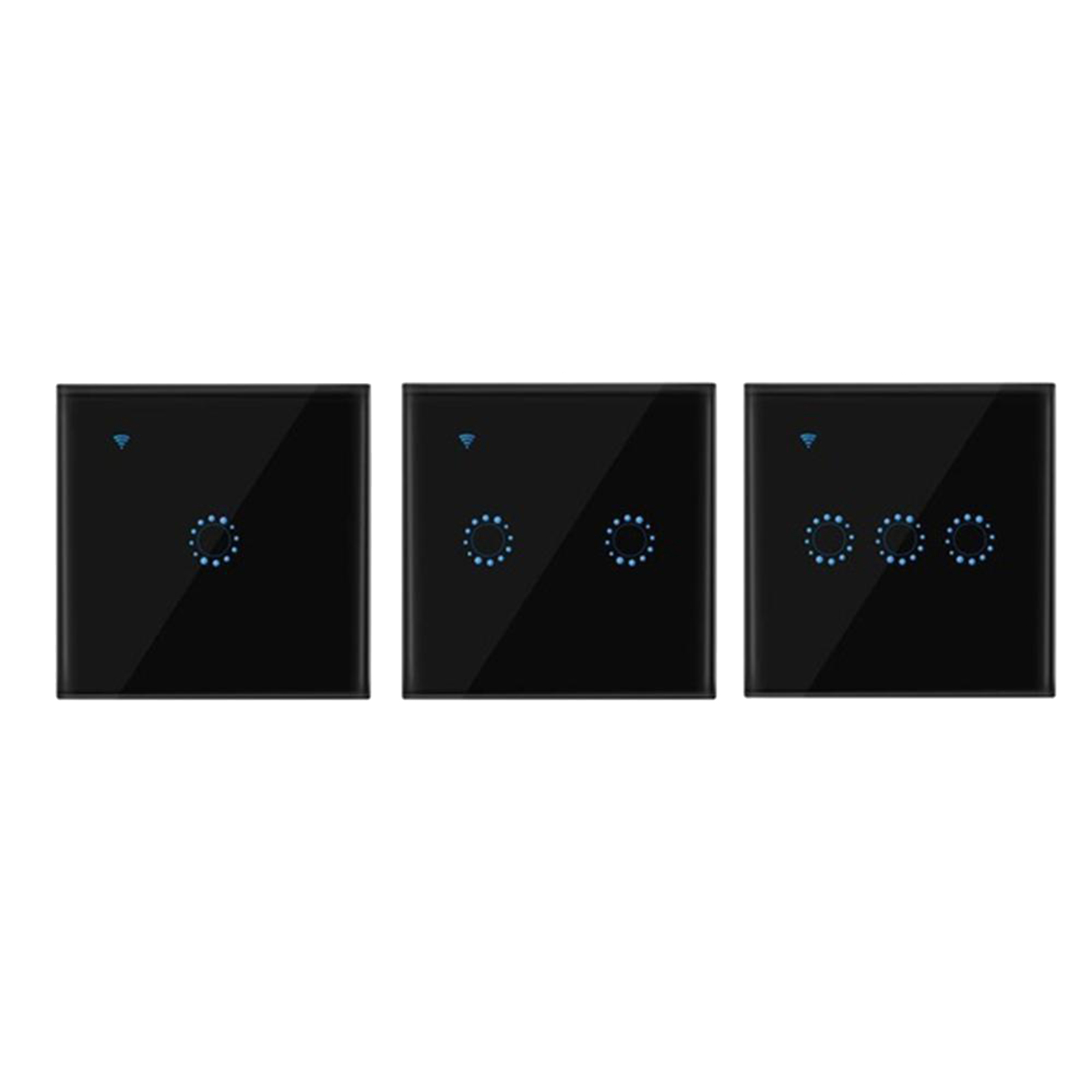 Black WiFi Smart Wall Touch Light Switch Glass Panel APP Provides Control from