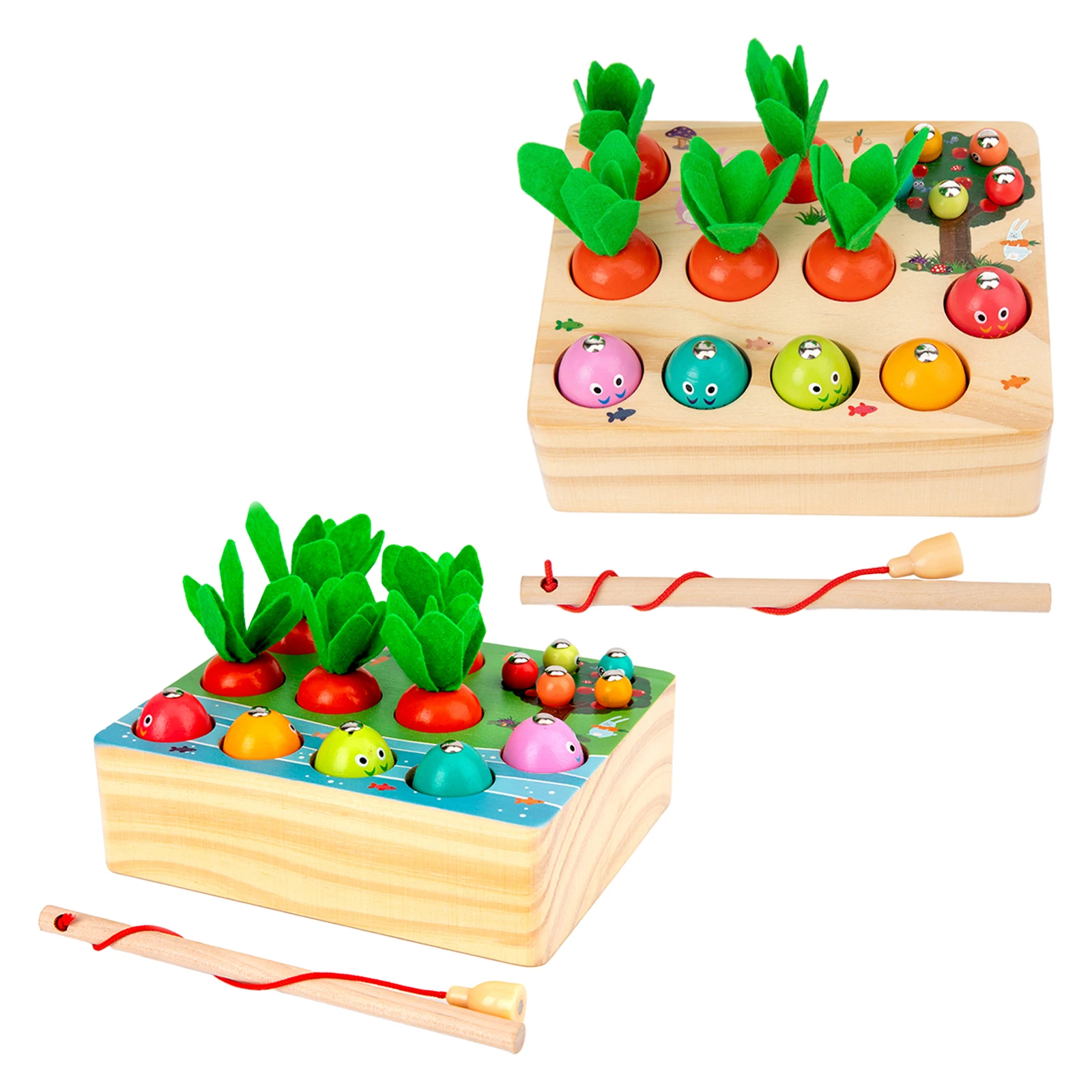 Wooden Pulling Carrot Insect Fishing Game Fine Motor Skills Matching Game