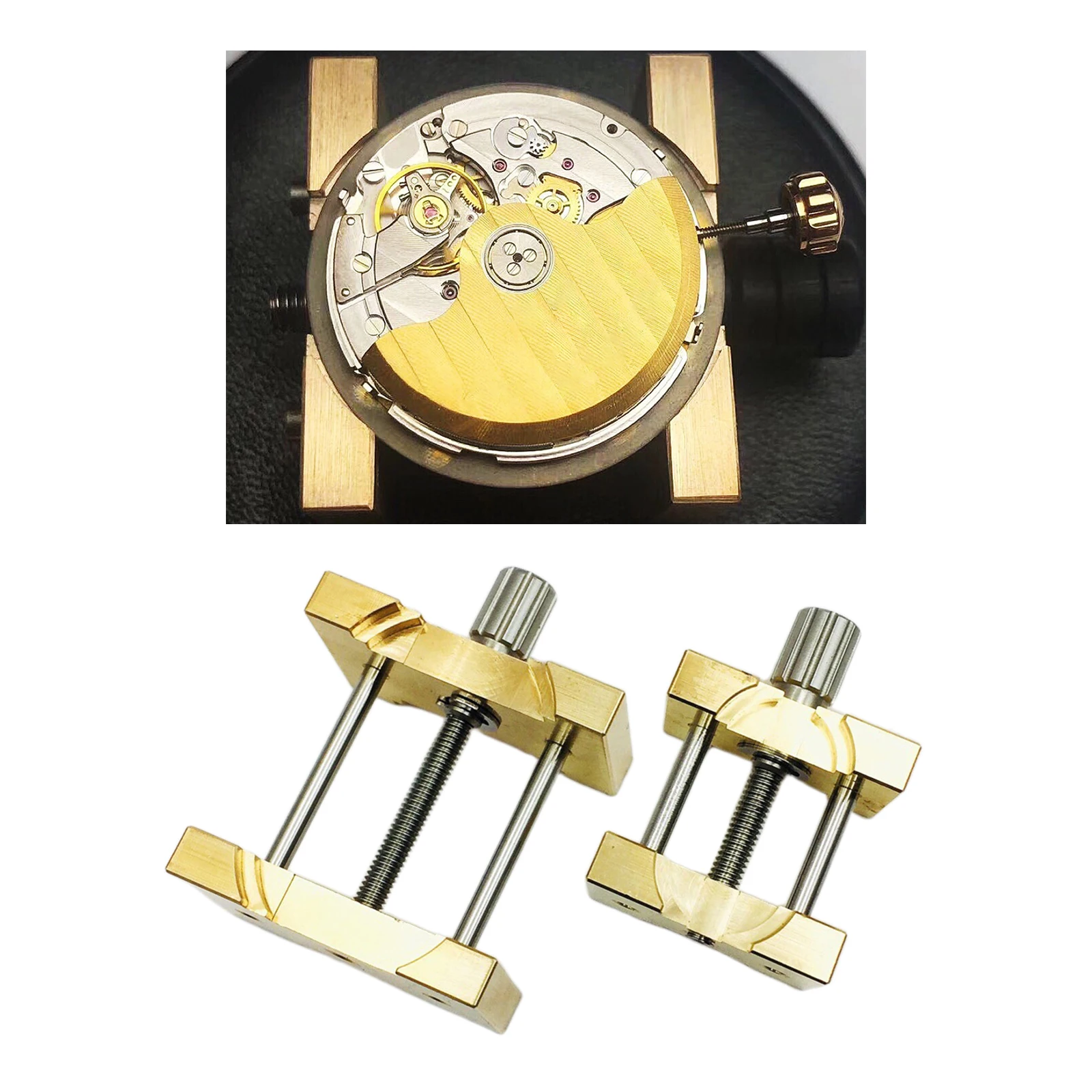 Set of 2 Metal Copper Watch Movement Holder Fixed Base Repair