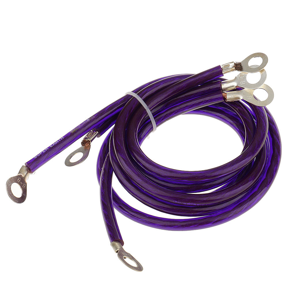 Universal Car Fuel Saver Voltage Stabilizer Regulator with Grounding Earth Cables Kit Purple