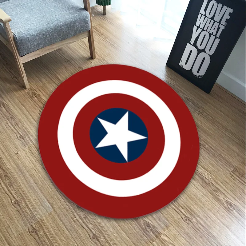 Marvel Avengers Captain America Mat Iron Man Round Non-slip Floor Rug Carpets 