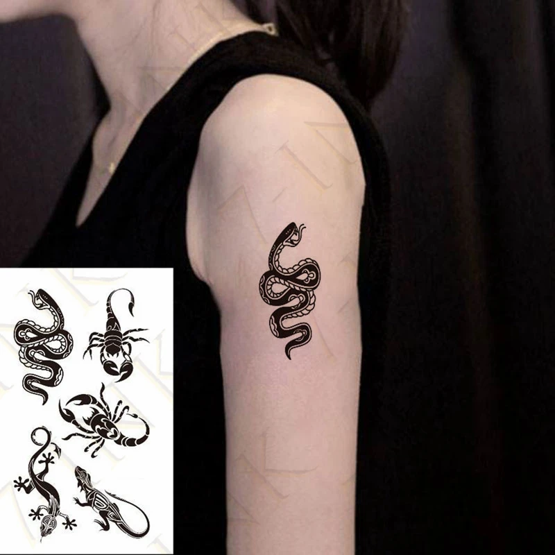 Hot Sale Black White Snake Temporary Tattoo Stickers for Women Men ...