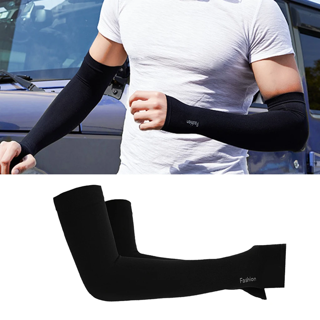 Summer Ice Silk Cycling Cooling Arm Sleeves Outdoor Jogging Running Sun Protection UV-protection Breathable Arm Cover Adults