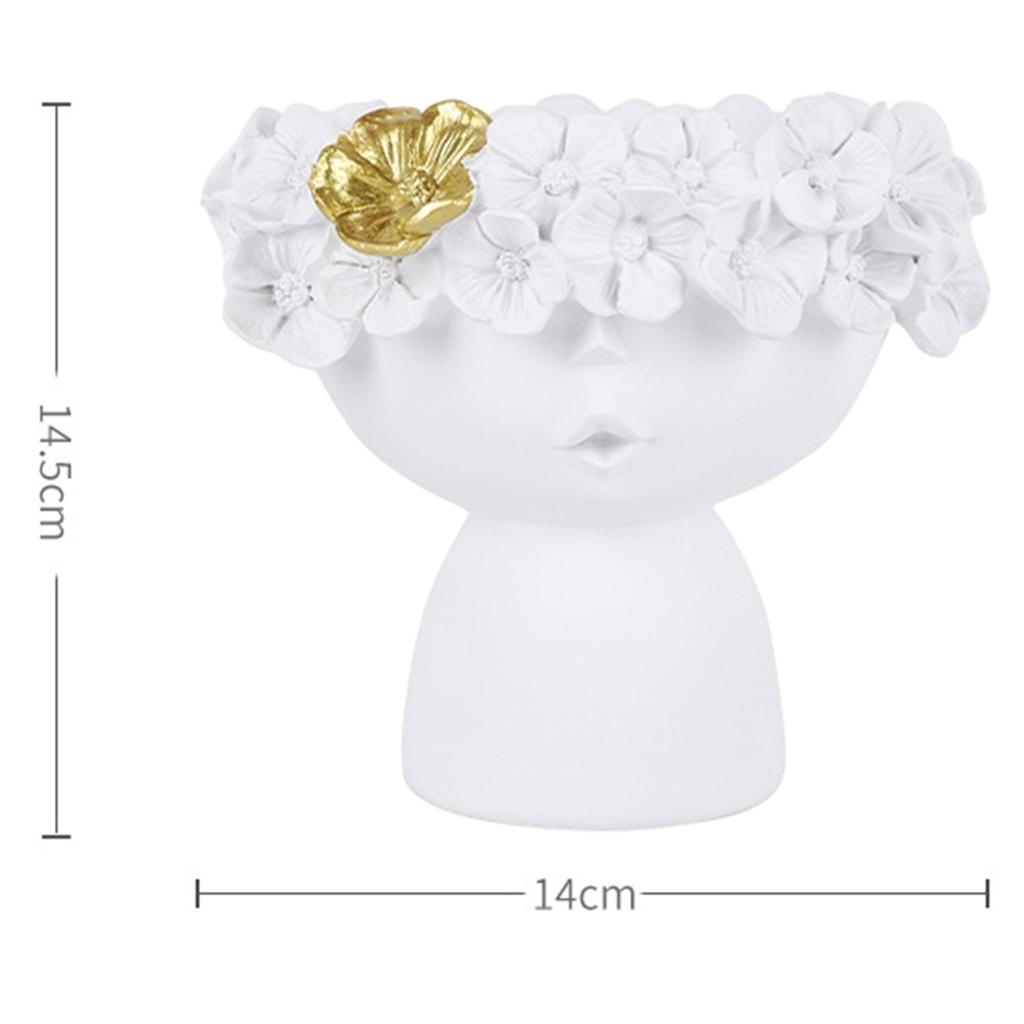 2pc Resin Girl Head Vase Statue Makeup Brush Holder Pen Holder White Black